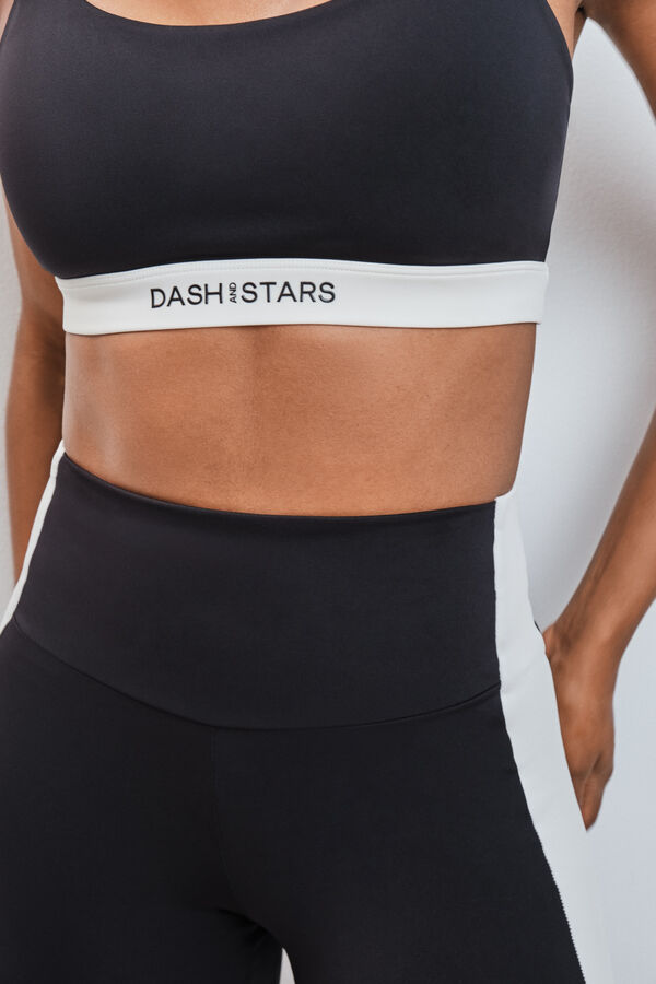 Dash and Stars Leggings largos 4D STRETCH contraste negro negro