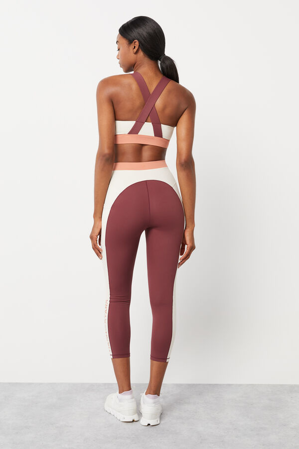 Dash and Stars Leggings crop color block granate 4D Stretch púrpura