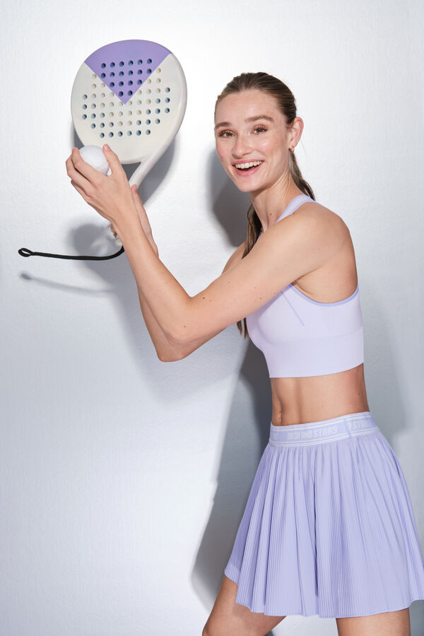 Dash and Stars Falda plisada lila con forro de malla morado/lila