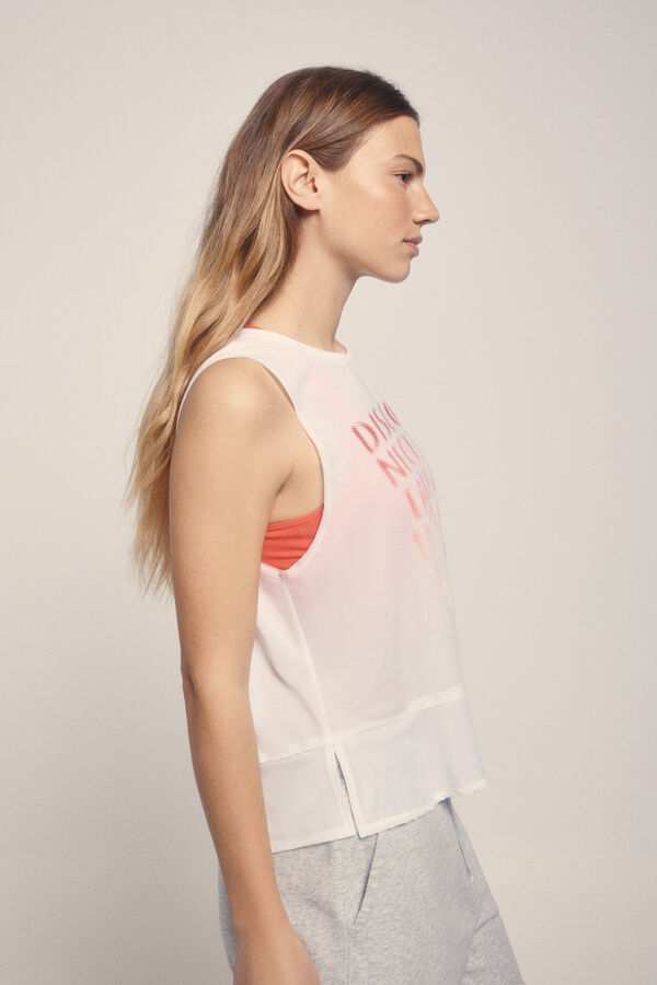 Dash and Stars Camiseta sin mangas halter blanca beige