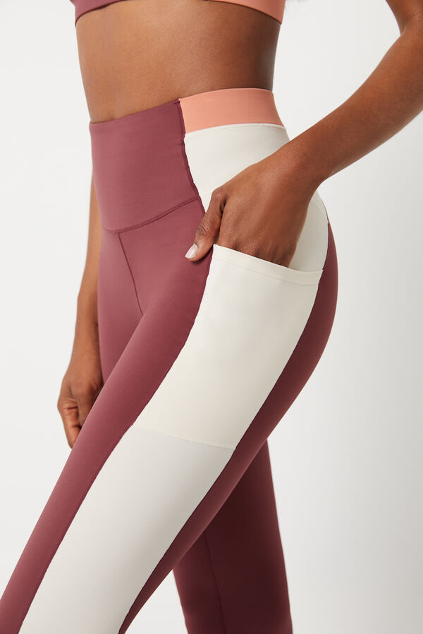 Dash and Stars Leggings crop color block granate 4D Stretch púrpura