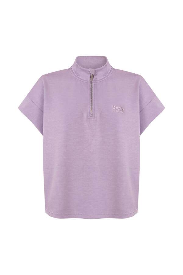 Dash and Stars Sudadera de manga corta de viscosa suave rosa morado/lila