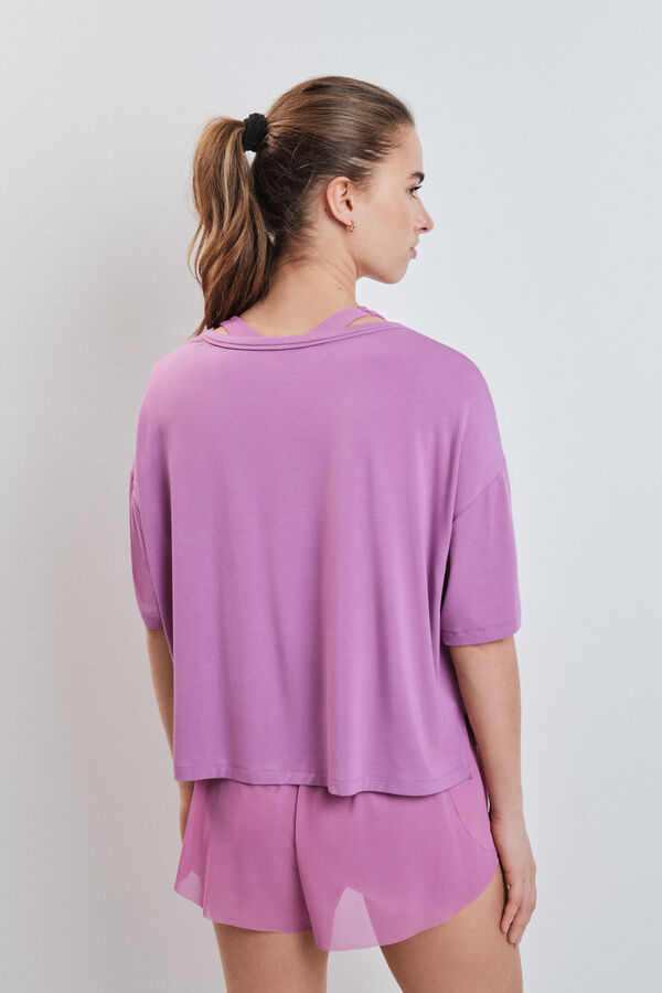 Dash and Stars Playera manga corta extra suave rosa rosa