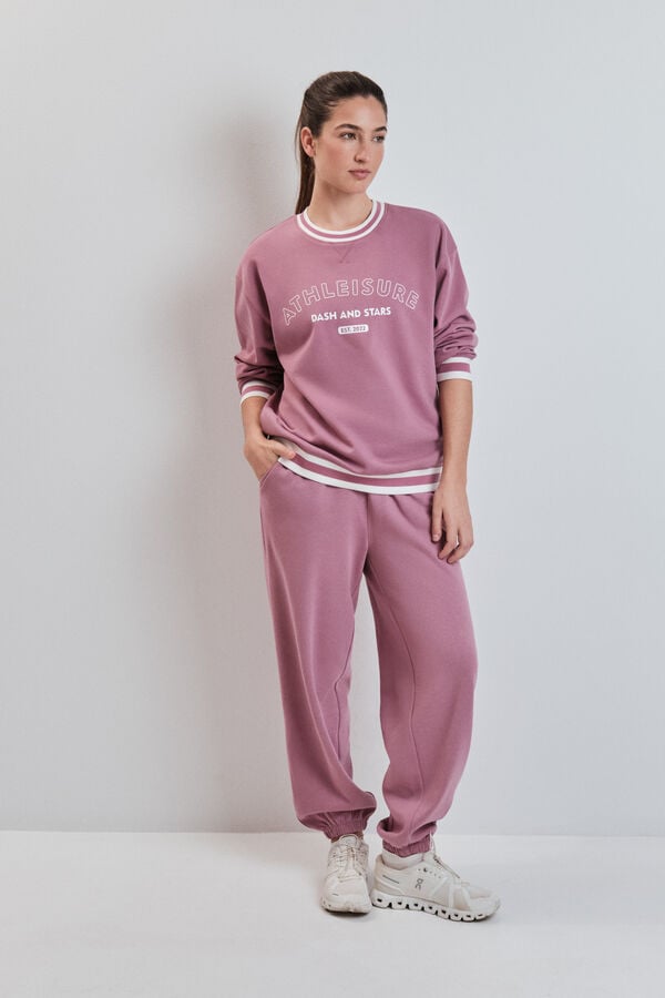 Dash and Stars Sudadera college de felpa rosa rosa