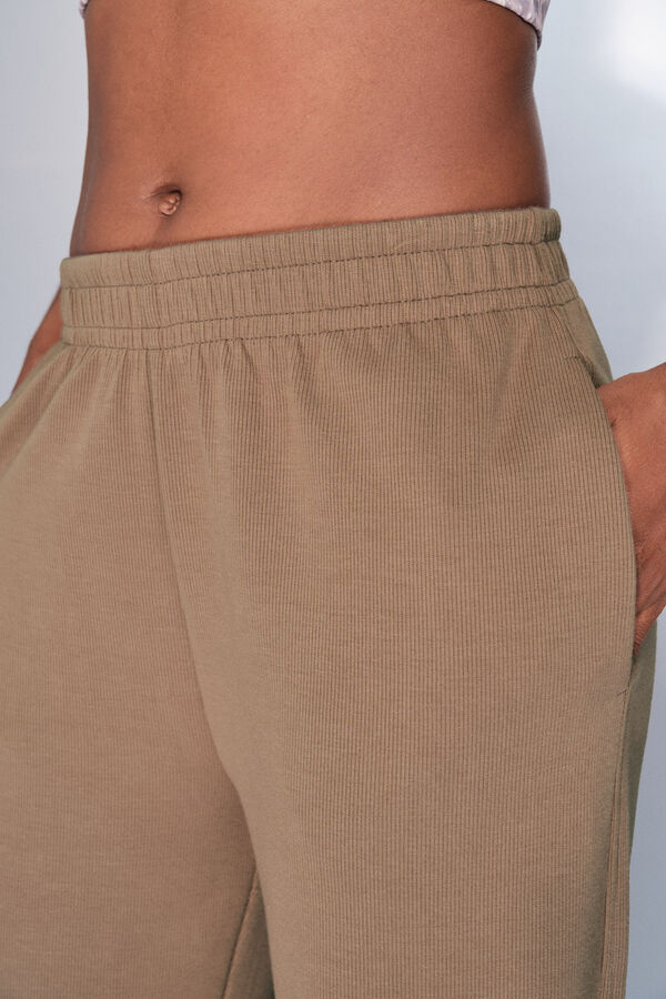 Dash and Stars Pantalón recto ancho de canalé marrón café