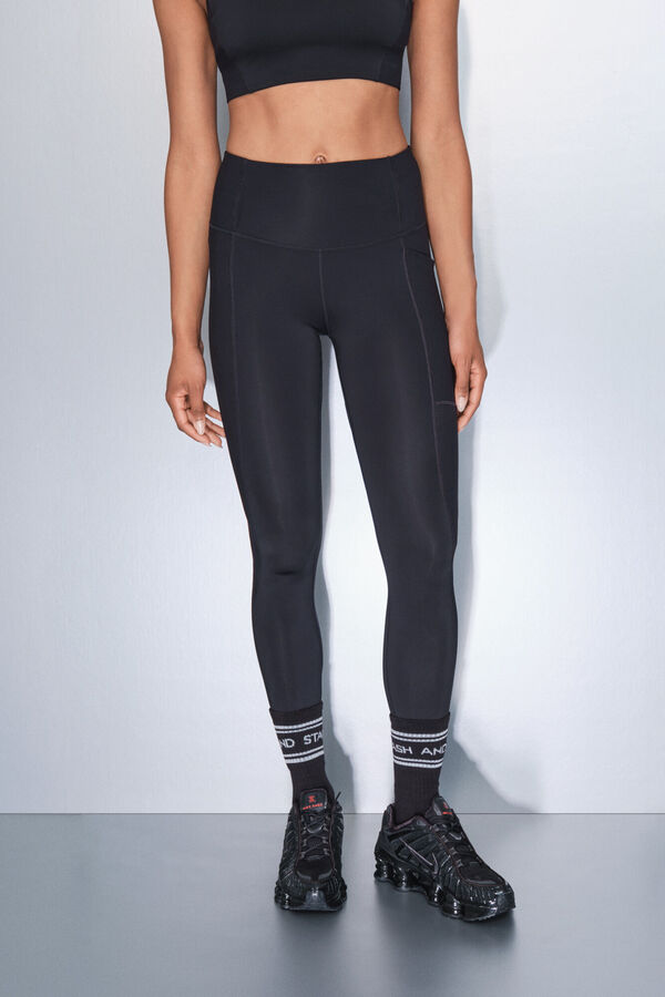 Dash and Stars Pantalón legging negros elásticos 4D hasta el tobillo negro