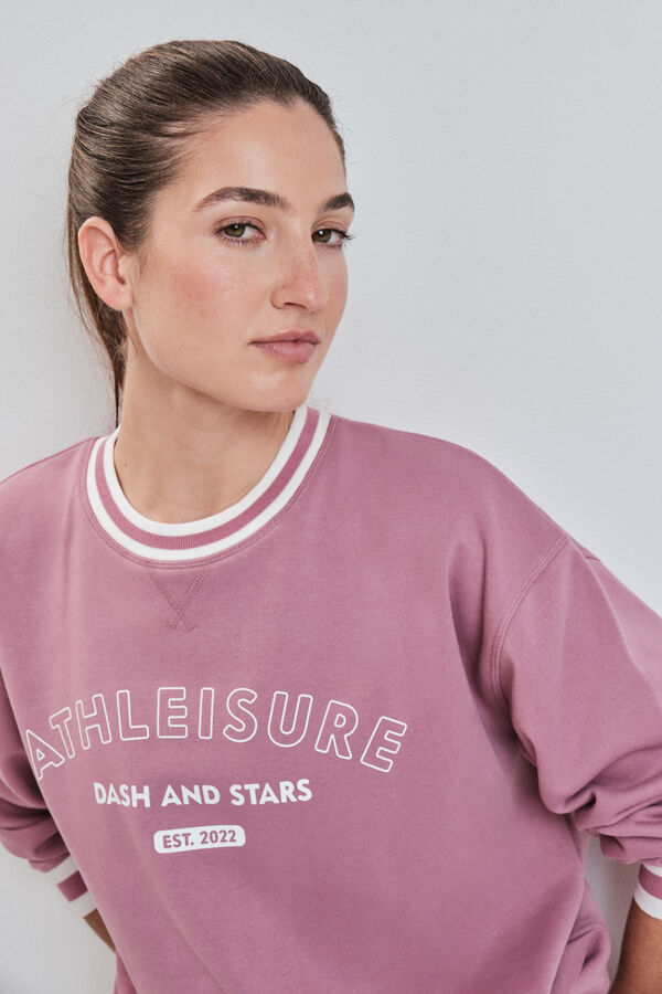 Dash and Stars Sudadera college de felpa rosa rosa
