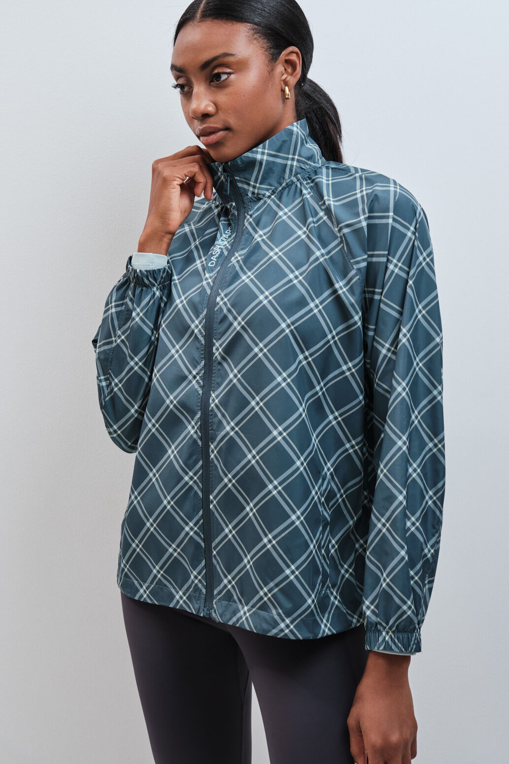 Dash and Stars Chamarra bomber cortavientos estampado a cuadros
