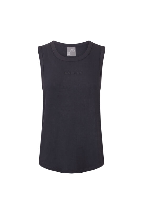 Dash and Stars Playera sin mangas de rib gris gris