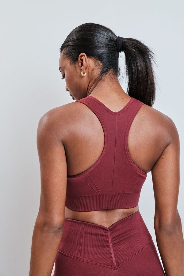 Dash and Stars Brasier deportivo rojo con cierre SEAMLESS FIT p&uacute;rpura
