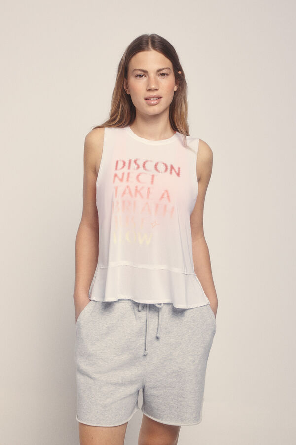 Dash and Stars Camiseta sin mangas halter blanca beige