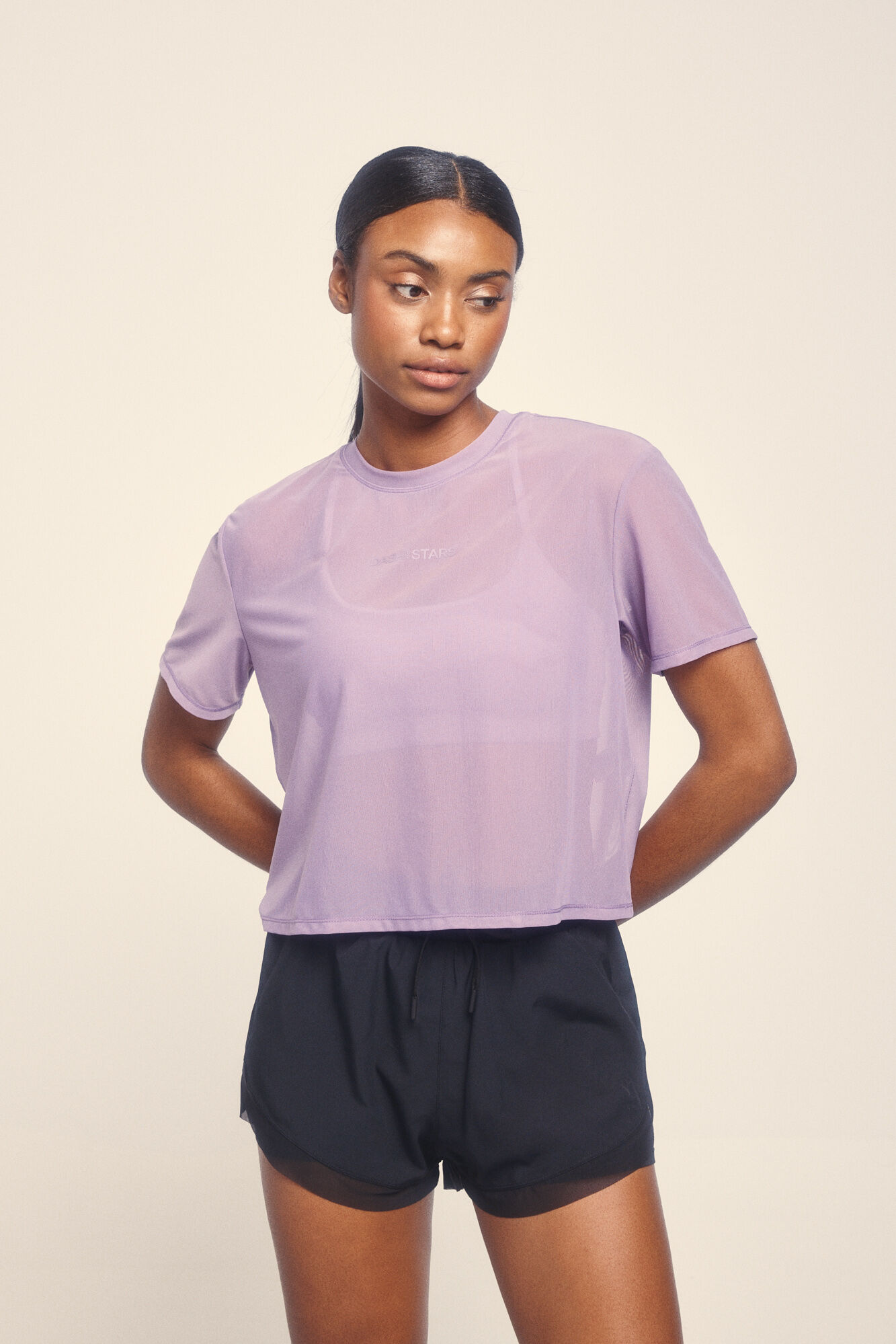 Dash and Stars Camiseta manga corta mesh lila