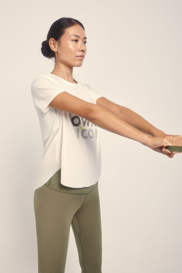 Dash and Stars Camiseta manga corta espalda mesh beige