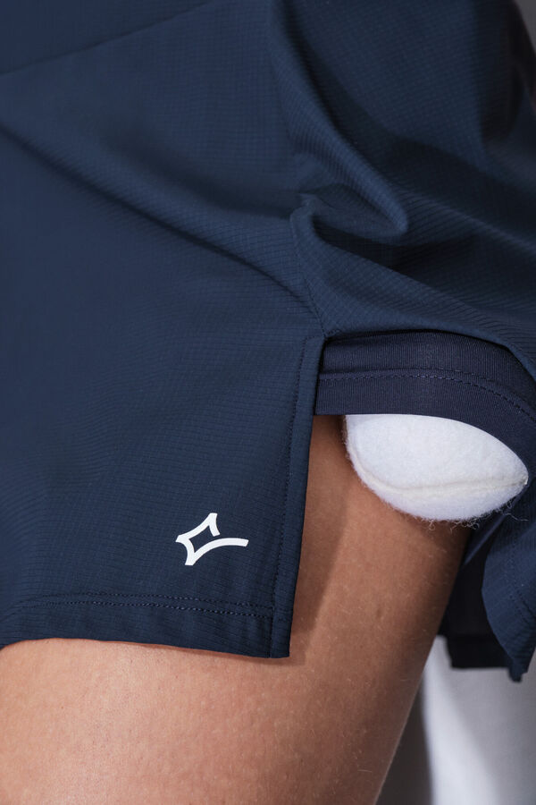 Dash and Stars Falda de microfibra azul con interior de malla azul