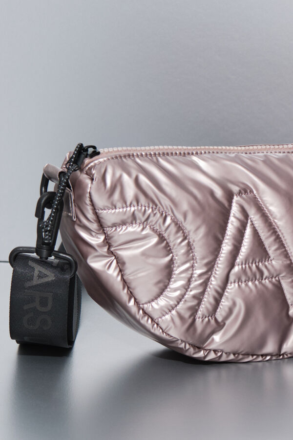 Dash and Stars Bolsa bandolera de nailon rosa metalizado . beige