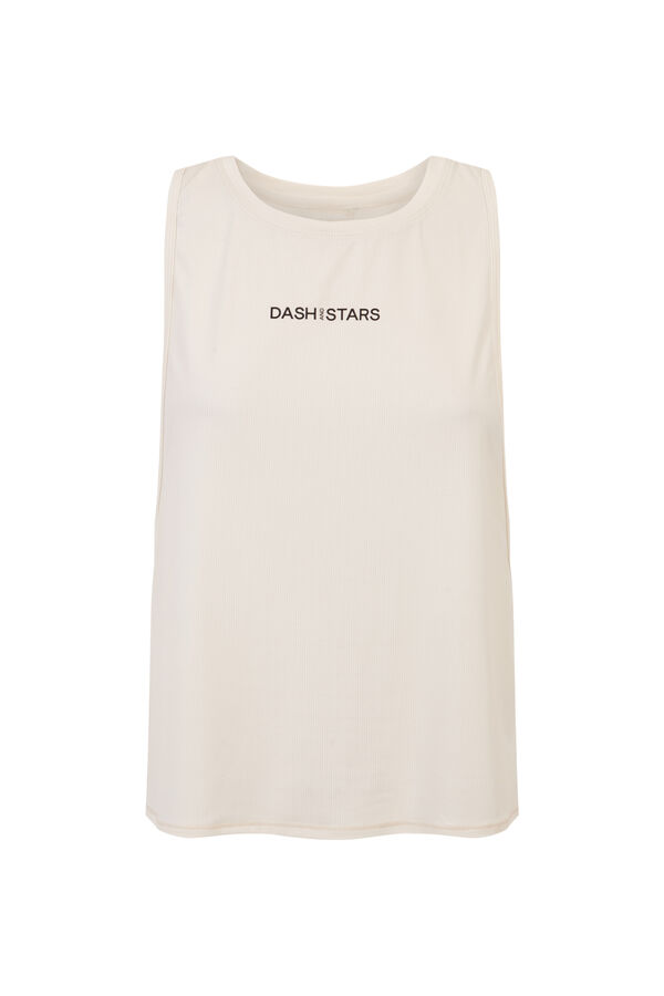 Dash and Stars Playera t&eacute;cnica sin mangas blanco beige