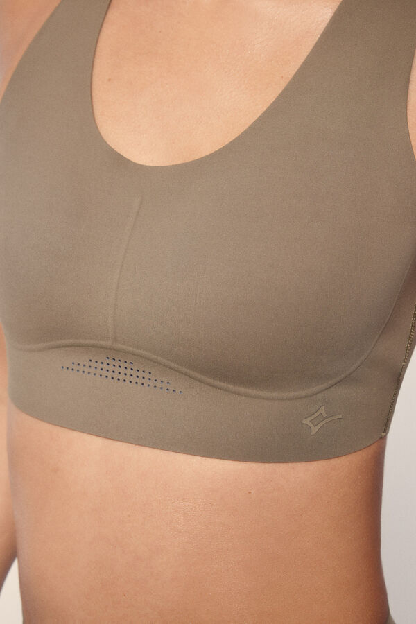 Dash and Stars Sujetador deportivo COMPRESSIVE caqui estampado