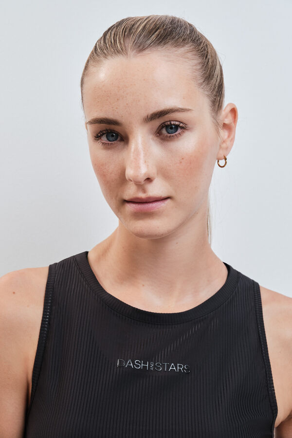 Dash and Stars Playera halter semitransparente negra negro
