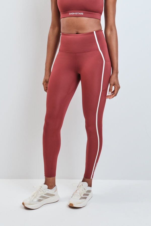 Dash and Stars Leggings largos 4D STRETCH burgundy p&uacute;rpura