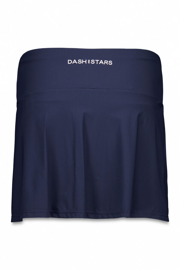 Dash and Stars Falda de microfibra azul con interior de malla azul