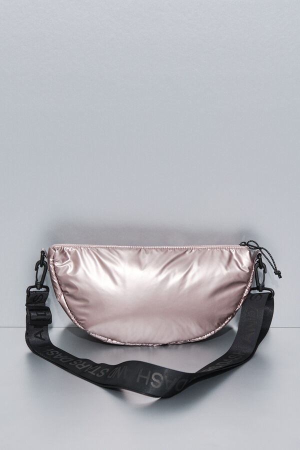 Dash and Stars Bolsa bandolera de nailon rosa metalizado . beige