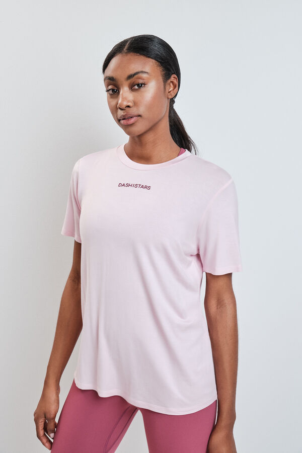 Dash and Stars Playera manga corta de modal rosa rosa