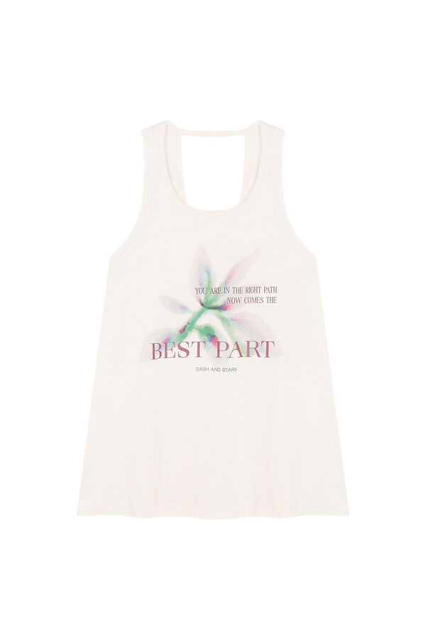 Dash and Stars Camiseta sin mangas algodón blanco beige