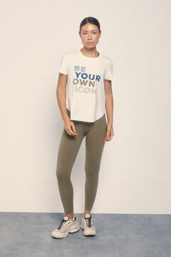 Dash and Stars Leggings COMPRESSIVE caqui logo estampado