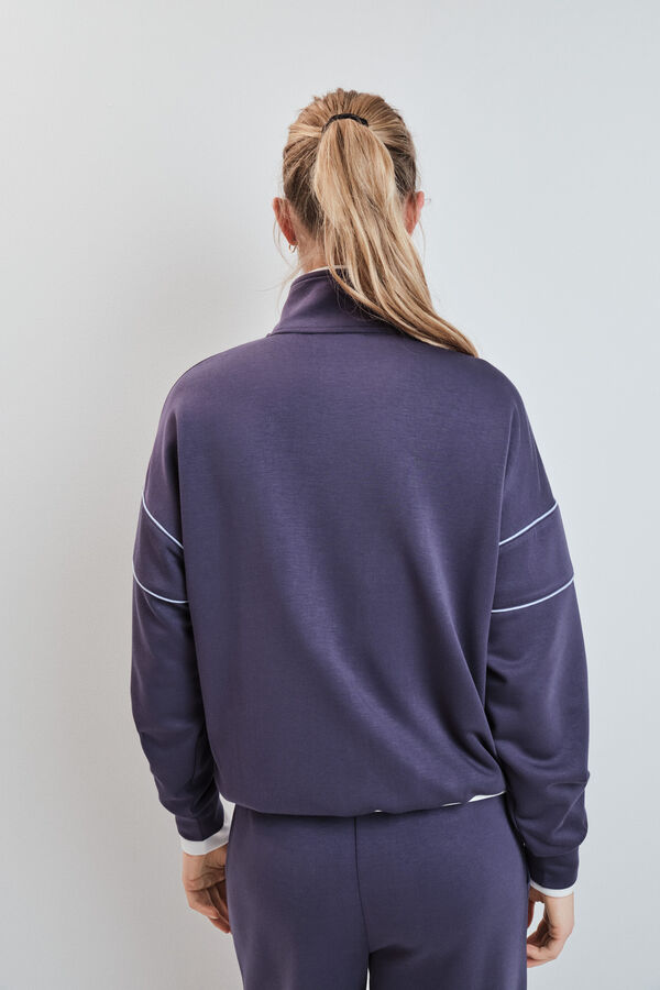 Dash and Stars Chamarra cuello alto con cierre gris gris