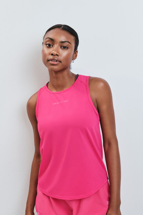 Dash and Stars Playera t&eacute;cnica sin mangas rosa rosa
