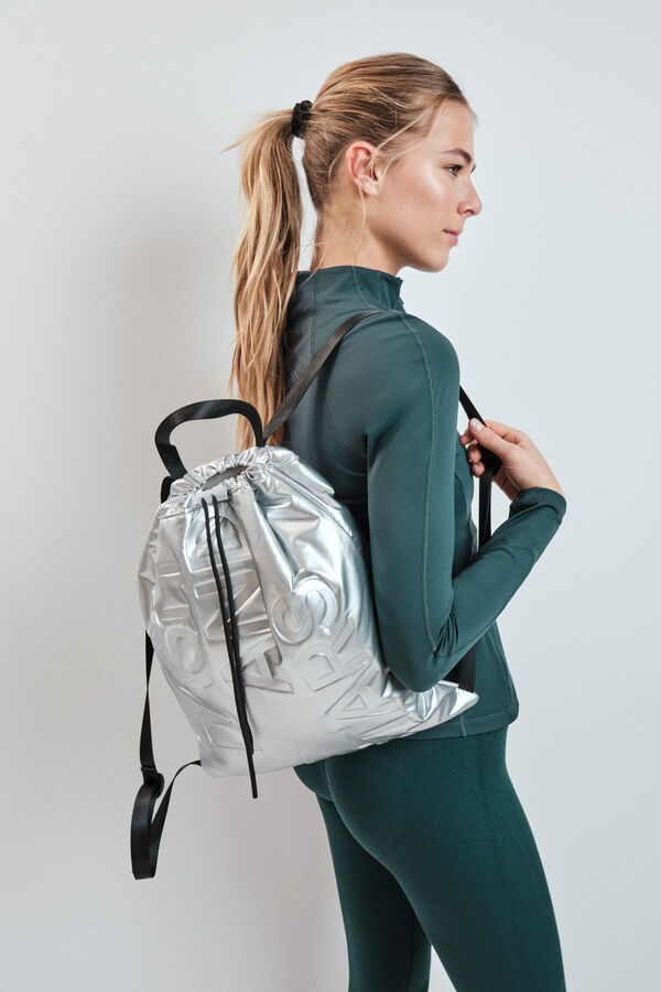 Dash and Stars Mochila metalizada acolchada gris