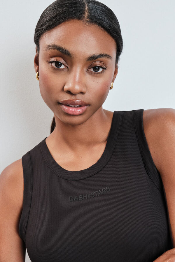 Dash and Stars Playera sin mangas rib negra negro