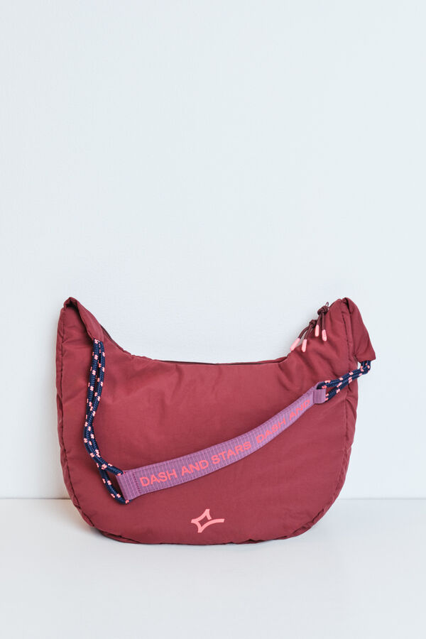 Dash and Stars Bolsa bandolera acolchada de nylon p&uacute;rpura