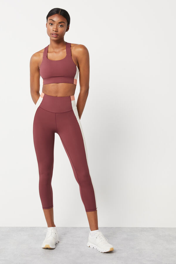 Dash and Stars Leggings crop color block granate 4D Stretch púrpura