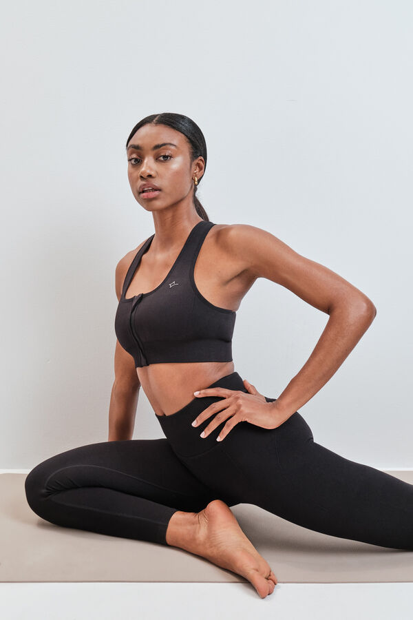 Dash and Stars Brasier deportivo con cierre central SEAMLESS FIT negro negro