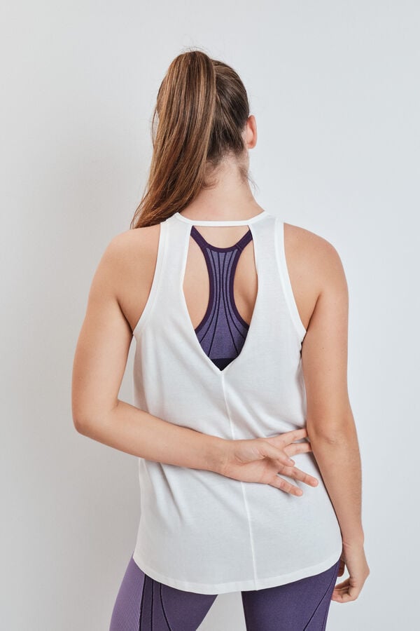 Dash and Stars Playera sin mangas de algod&oacute;n blanco beige