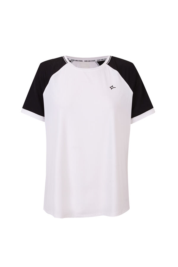 Dash and Stars Playera manga corta contraste blanca beige