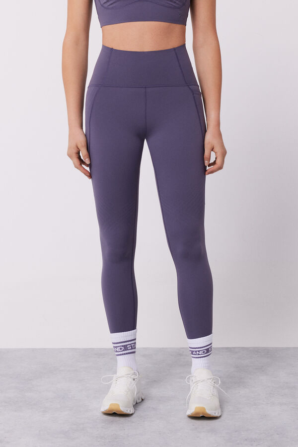 Dash and Stars Leggings morados Power Sculpt gris