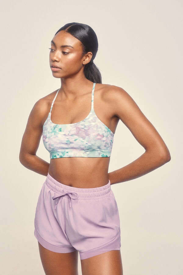 Dash and Stars Top deportivo print flores verde