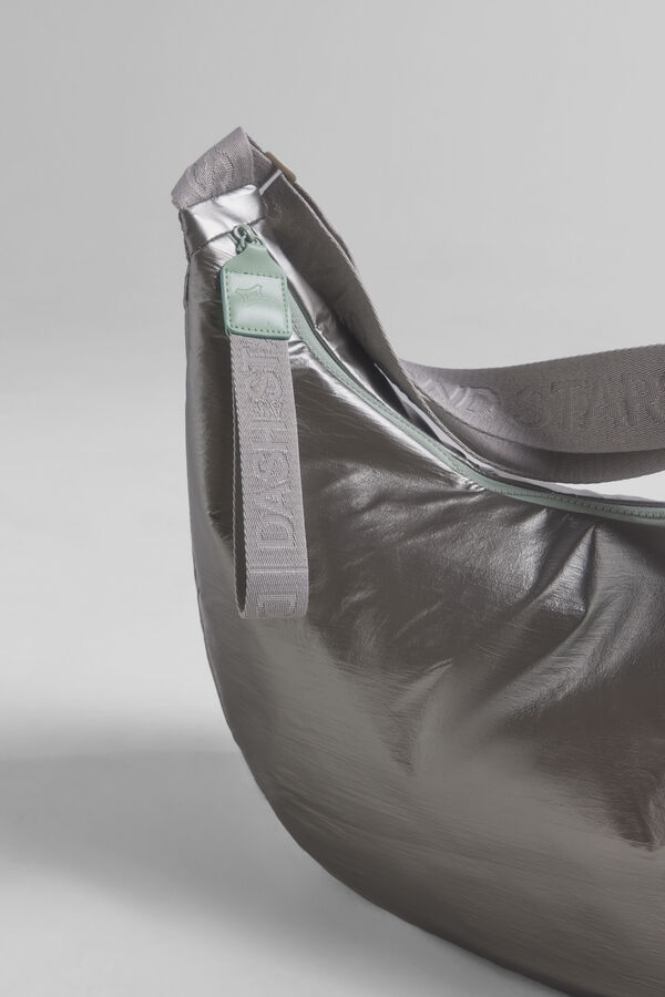 Dash and Stars Bolsa grande t&eacute;cnica suave plateada estampado