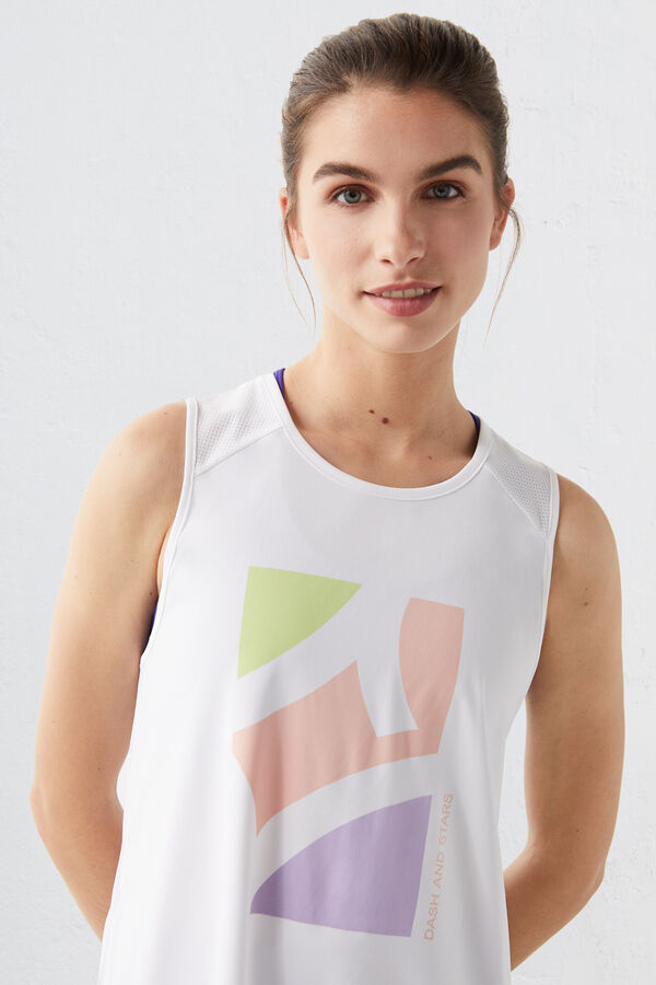 Dash and Stars Playera tirantes retro tejido técnico beige