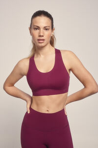 Dash and Stars Sujetador deportivo COMPRESSIVE granate logo rosa
