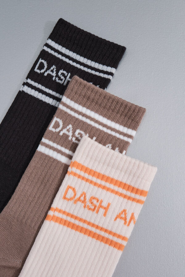 Dash and Stars Pack de 3 calcetines de algodón a media pantorrilla con logo blanco
