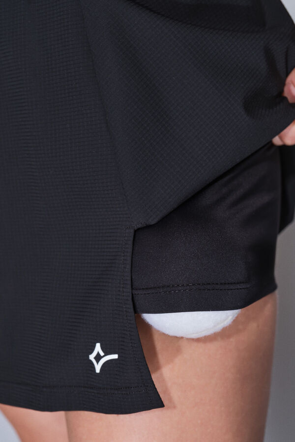 Dash and Stars Falda de microfibra negra con forro de malla negro