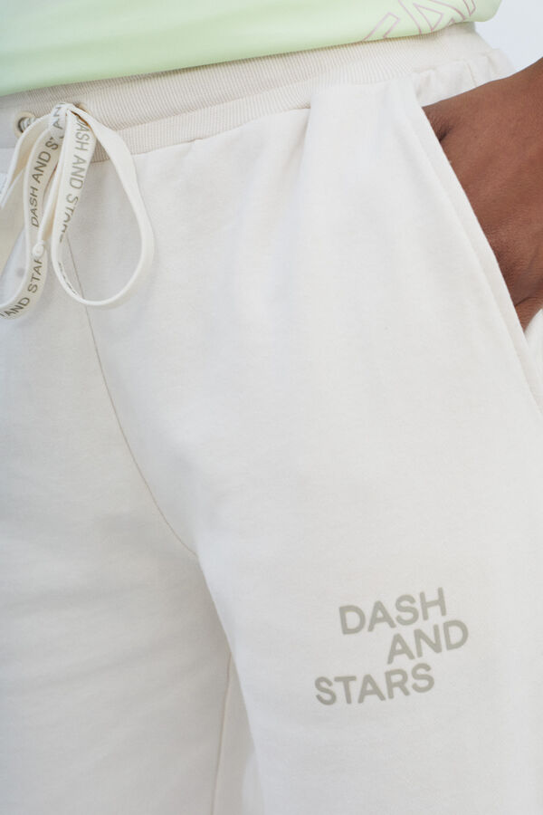 Dash and Stars Pantalón jogger 100% algodón blanco gris