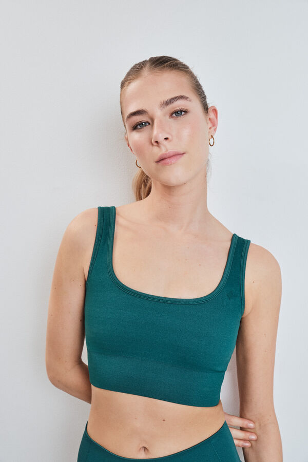 Dash and Stars Brasier deportivo SEAMLESS COMFORT vichy azul verde