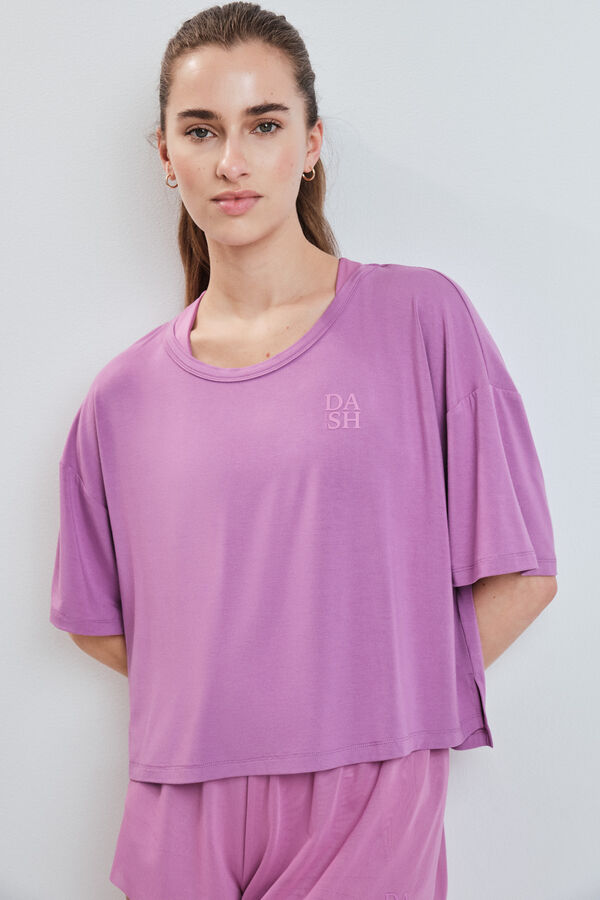 Dash and Stars Playera manga corta extra suave rosa rosa