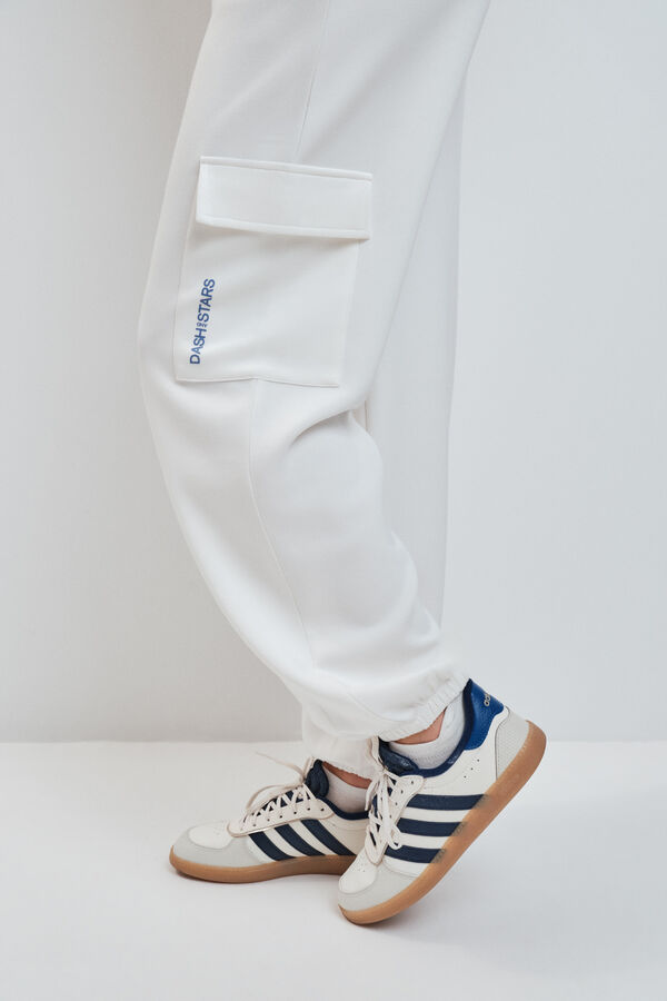 Dash and Stars Pantal&oacute;n largo ancho blanco beige