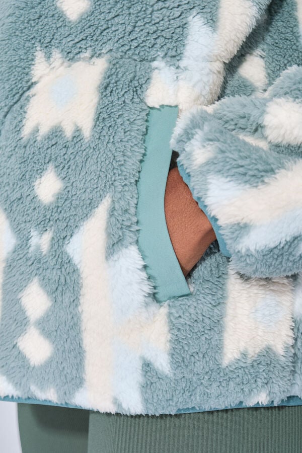 Dash and Stars Sudadera polar verde con cierre verde