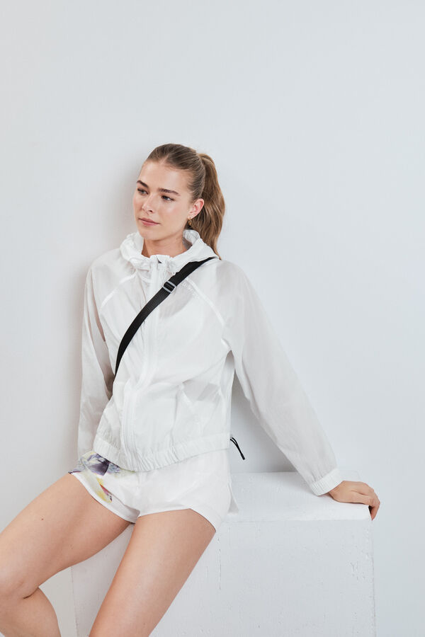 Dash and Stars Chamarra cortavientos con capucha blanca blanco